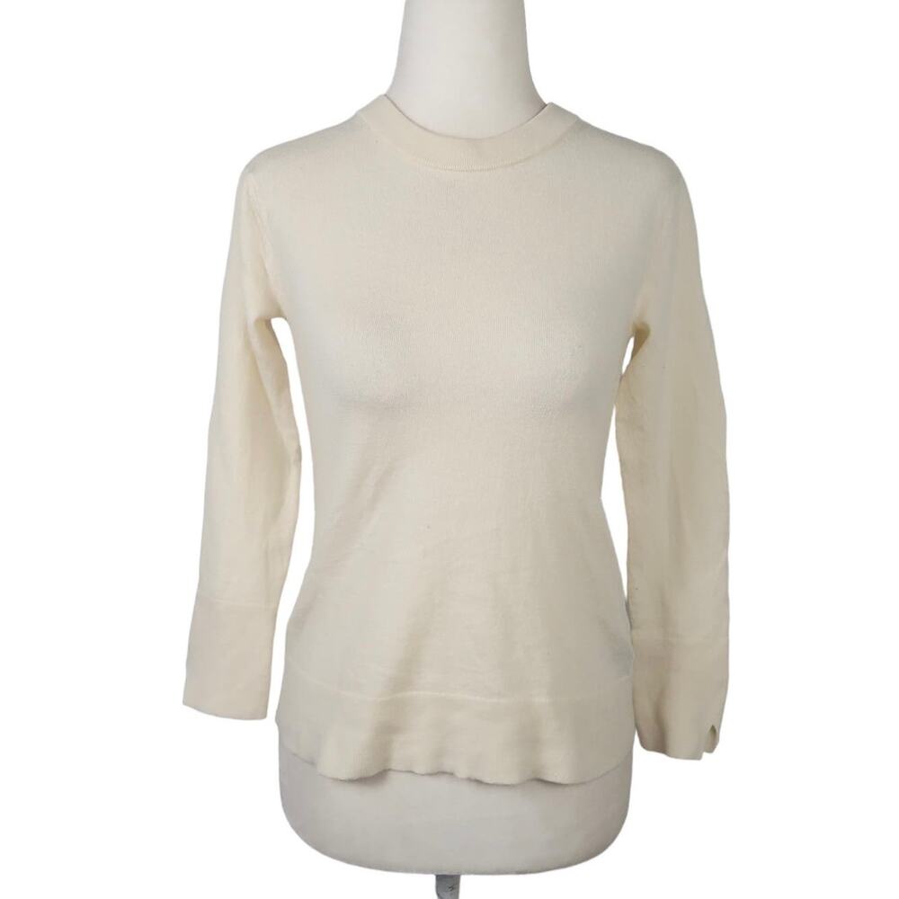 Vintage 90s Club Monaco cream wool knit fitted pullover sweater XS